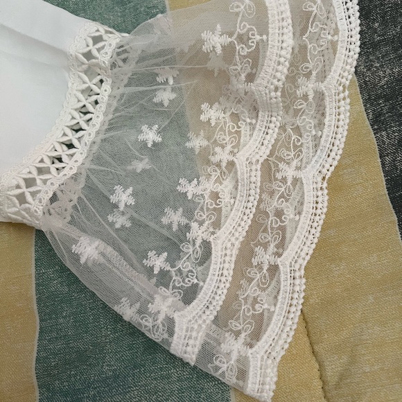 New no tag White Lace Trim Kimono Cardigan, Chiffon, Shawl Cover-up, - Picture 7 of 12